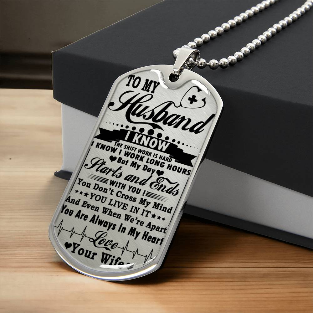 To My Husband - Army Tag Necklace, Dog Tag