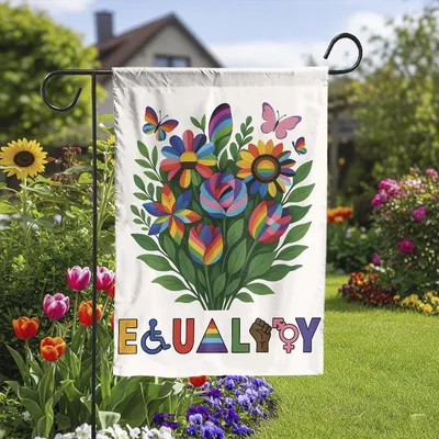 Equality Garden Flag, Diversity Inclusion & Equal Rights Flag Sign, We Believe All Are Welcome Here, Progressive Values Garden Decor Vertical Garden Flag