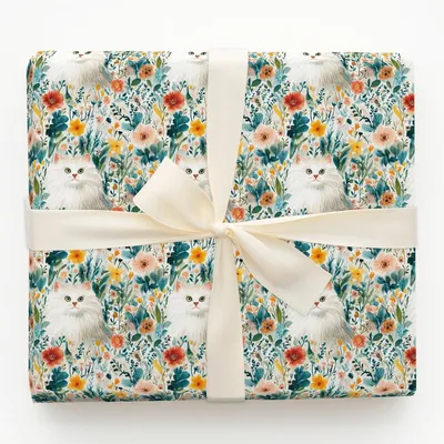 Garden Day with the Turksish Angora - Gift Wrap for Christmas, Holidays Wrapping Paper, Christmas Wrapping Paper