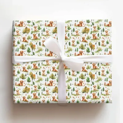 Park Day with the Red Goldens - Gift Wrap for Christmas, Holidays Wrapping Paper, Christmas Wrapping Paper