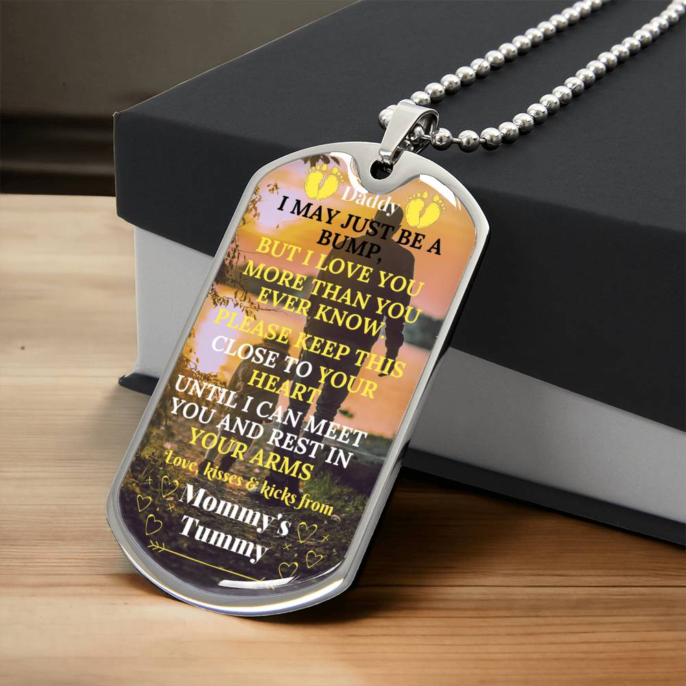 Gift From Bump, Dad To Be Gift, Expectant Father, Pregnancy Gift, From The Bump, Pregnancy Announcement To Husband Boyfriend - Army Tag Necklace, Dog Tag