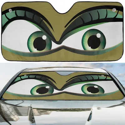 Abstract Geometric Car Sun Shade, Modern Art Windshield Screen, Mint Green And Khaki Lines, Minimalist Auto Visor, Unique Style Car Sunshade