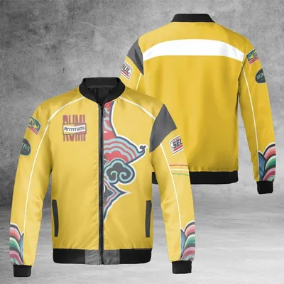 Seoul Attitude Windproof Bomber Jacket, High Contrast Asian Graphic Great For K Pop Streetwear Style Bomber Jacket