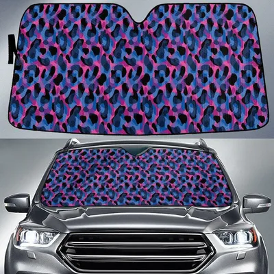 Ombre Blue And Pink Large Leopard Skin Texture Car Sun Shades Cover Auto Windshield PrintSyde