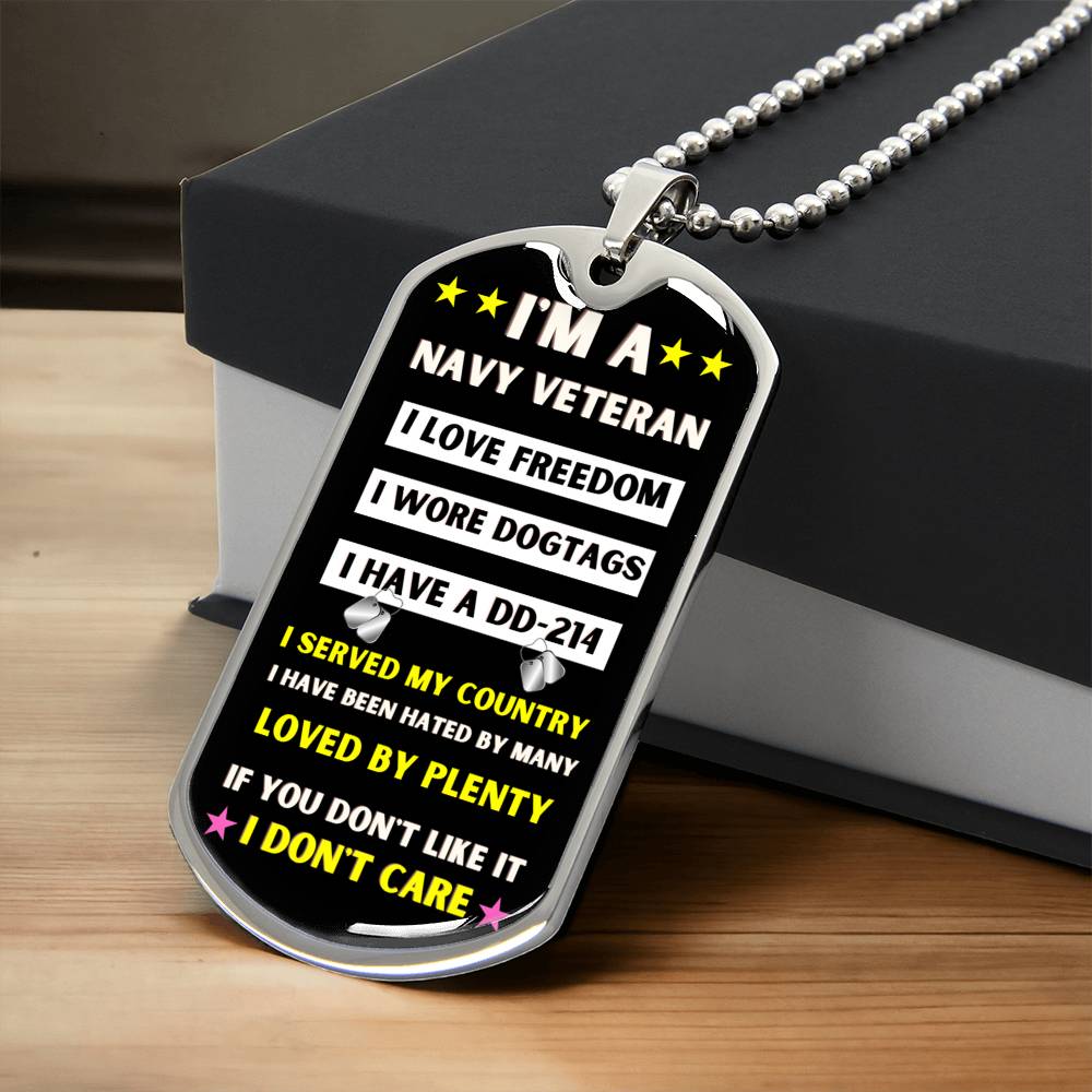 Navy Veteran Dog Tag - Army Tag Necklace, Dog Tag