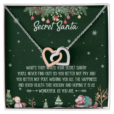 Secret Santa Interlocking Hearts Necklace Message Card
