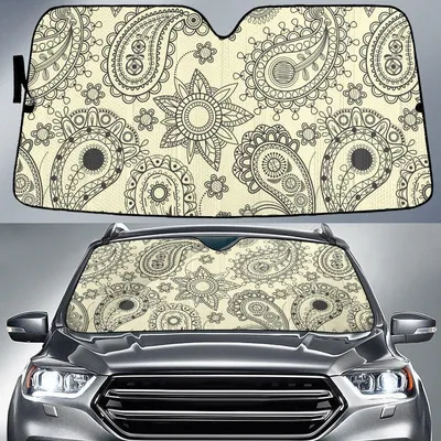 Black Tropical Flower And Leaves Yellow Theme Car Sun Shades Cover Auto Windshield PrintSyde