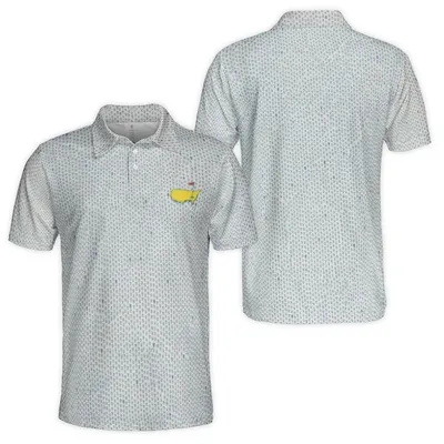 Peter Millar Masters Polo Polo Shirt The Masters Merch Father'S Day Gift Ideas For Golfer, Yellow Rubber Duck Accent, Gray Mesh Texture, Minimalist Quirky Design