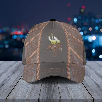 Baseball Cap Minnesota Vikings Veteran Tribute With Rust Texture And American Flag Design Baseball Cap
