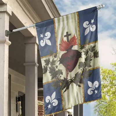 Sacred Heart Of Jesus Vertical House Flag Christian Religious Catholic Symbol Holy Cross Design Outdoor Faith Home Decor Vertical House Flag