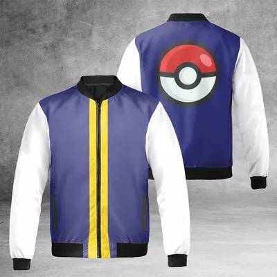 Pokeball Dark Blue Windproof Bomber Jacket, A Minimalist Design Perfect For Everyday Pokemon Fan Wear Bomber Jacket