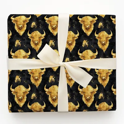 Buffalo Gold - Gift Wrap for Christmas, Holidays Wrapping Paper, Christmas Wrapping Paper