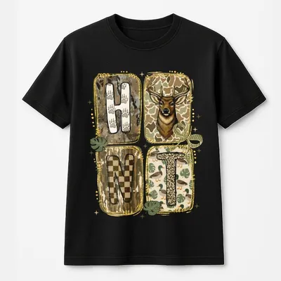 Camouflage Hunting Season Coquette T-Shirt, Camo Patchwork Preppy Deer Hunting T-Shirt, Girl Fall Camo Bow T-Shirt Gift