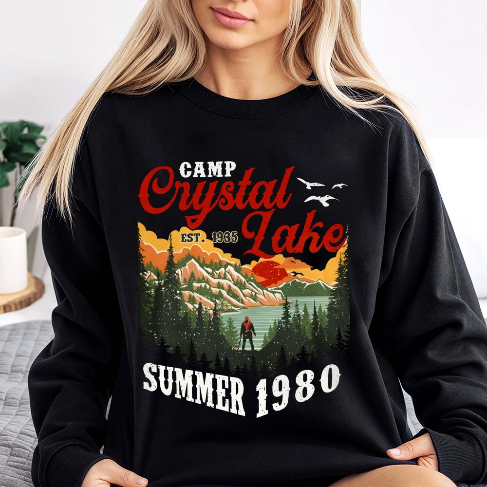 Camp Crystal Lake Sweatshirt Friday The 13th Jason Voorhees Horror Movie Sweatshirt Scary Movie Halloween Sweatshirt Vintage 80s