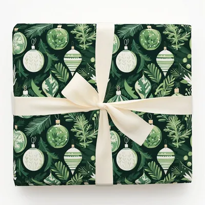 Clara Evergreen - Gift Wrap for Christmas, Holidays Wrapping Paper, Christmas Wrapping Paper