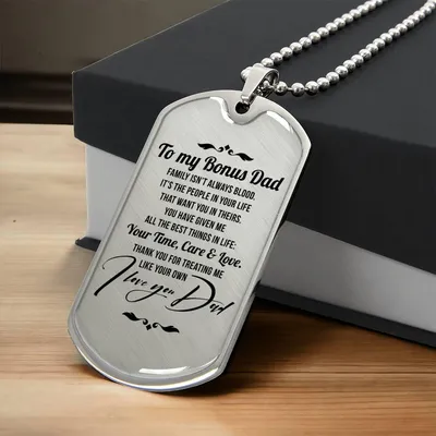 To My Bonus Dad - Lovetag - Army Tag Necklace, Dog Tag