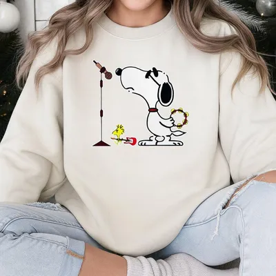 Oasis Inspired Sweatshirt Snoopy Singing Sweatshirt, For Rock Concert Sweatshirt, For Festival Band Sweatshirt Graphic Britpop Music Lover Vintage Style Band Tour, Gift For Fan