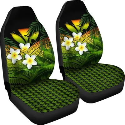 Kanaka Maoli (Hawaiian) Car Seat Covers, Polynesian Plumeria Banana Leaves Reggae