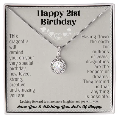 21st Birthday Dragonfly Necklace Gift, Happy 21st Birthday Gifts For Her, Best Friend, Daughter, Sister, Niece, Auntie Necklace, Happy 21 Birthday, Birthday Necklace