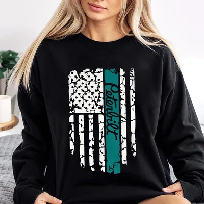 Peterbilt Flag Sweatshirt, Leopard American Flag Graphic, Turquoise Logo, Women'S Trucker Sweatshirt, Country Diesel Style Gift For Rig Lovers