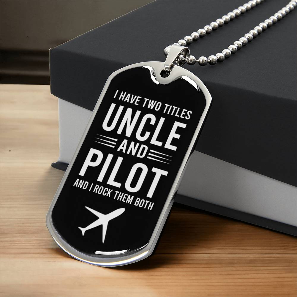 Pilot Uncle Dog Tag Necklace - Army Tag Necklace, Dog Tag