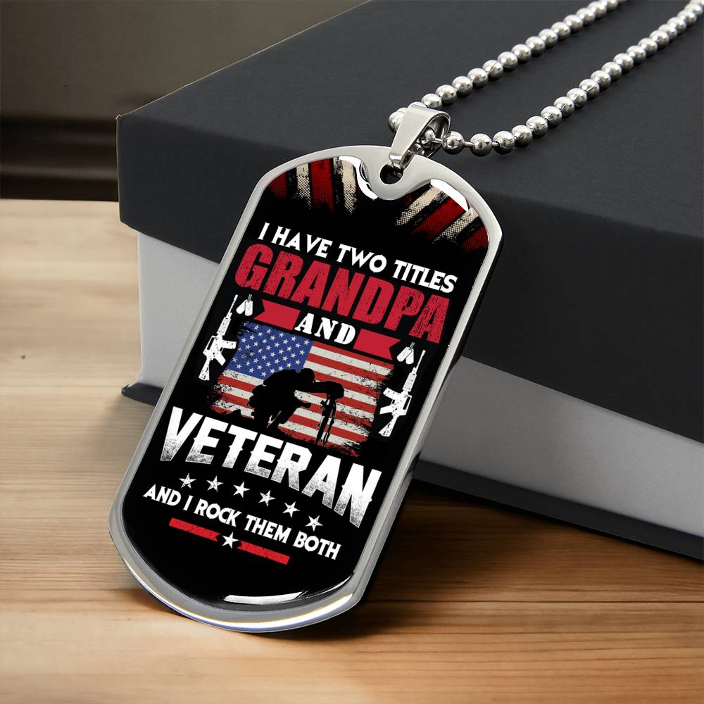 Veteran Dog Tag For Grandpa - Army Tag Necklace, Dog Tag
