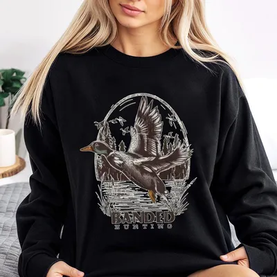 Banded Duck Hunting Sweatshirt, Mallard Wildlife Graphic Sweatshirt For Outdoorsmen, Waterfowl Hunter Sweatshirt, Graphic Tops