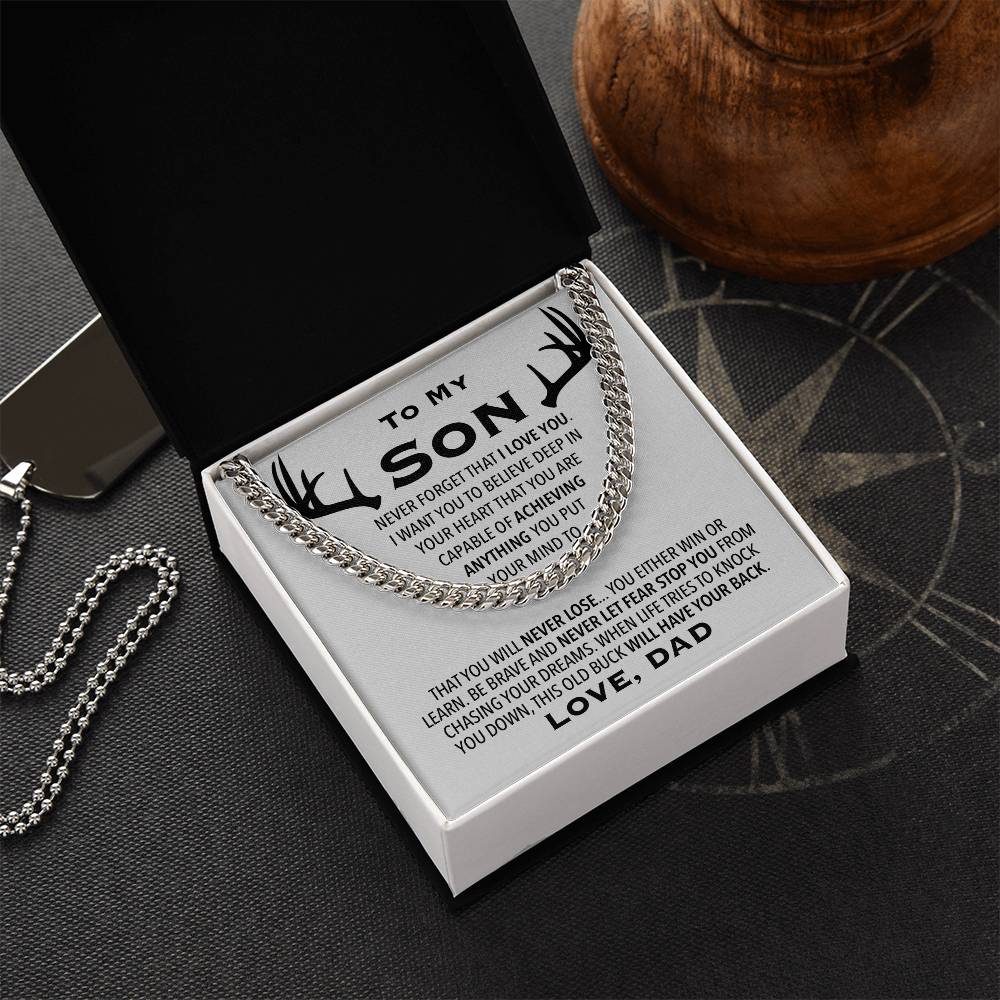 To My Son Link Chain Necklace Cuban Link Chain