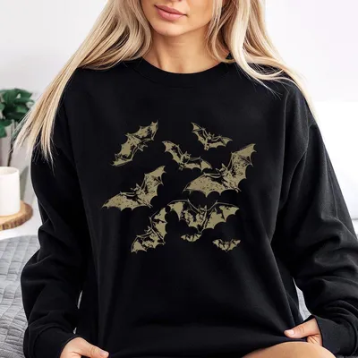 Vintage 90s Style Bat Sweatshirt, Retro Gothic Sweatshirt, Vintage Halloween Sweatshirt, Goblincore Sweatshirt, Vintage Gothic Vampire Bats Sweatshirt