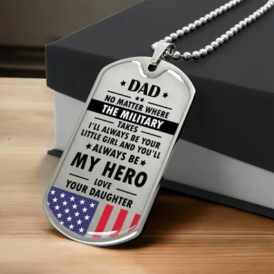 Military Daughter Dad Dog Tag - Army Tag Necklace, Dog Tag