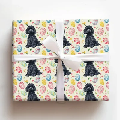 Easter Eggs with the Black Poodle - Gift Wrap for Christmas, Holidays Wrapping Paper, Christmas Wrapping Paper
