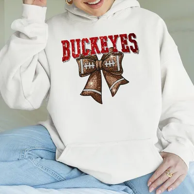 Ohio Football Boo Sheet Bow Hoodie Hoodie Hoodie Buckeyes Faux Glitter Ohio Ohio Fan Hoodie