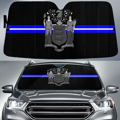 Black Line White Blue Liberty And Prosperity Printed Car Sun Shades Cover Auto Windshield PrintSyde