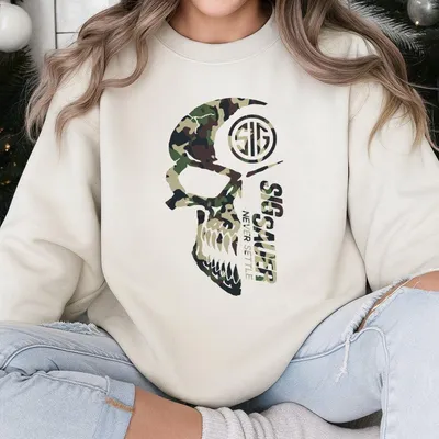 Sig Sauer Camo Skull Tactical Gun Rights Sweatshirt Unisex Streetwear Casual  Soft