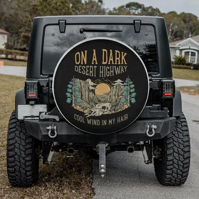 Dark Desert Highway Sunset Spare Tire Cover Fits Campers, No Backup Camera Option Spare Tire Cover