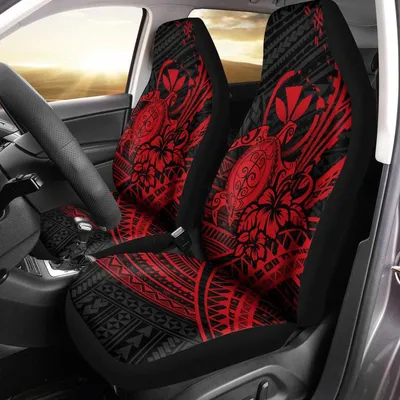 Hawaii Turtle With Hibiscus Tribal Red Car Seat Covers