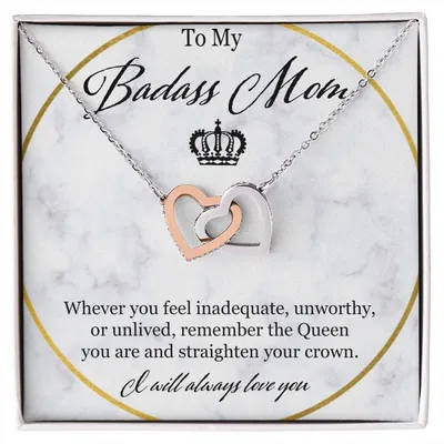 To My Badass Mom Interlocking Hearts Necklace