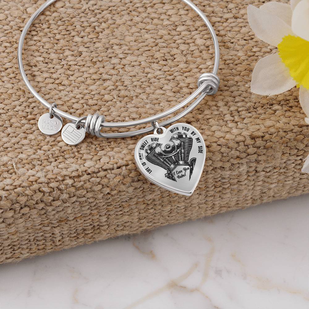Heart Pendant Bracelet Gift for Girlfriend - I Love You Babe Heart Bangle