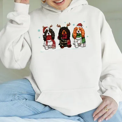 Cavalier King Charles Spaniel Christmas Hoodie, Christmas Dog Hoodie, King Charles Spaniel Hoodie Top For Daily Wear