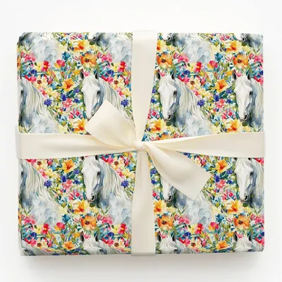 Garden Day with the Stallion - Gift Wrap for Christmas, Holidays Wrapping Paper, Christmas Wrapping Paper