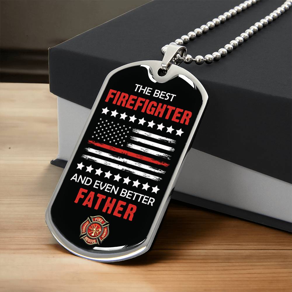 Firefighter Dad Gift- Father's Day Gift For Firefighter- Firefighter Dad Dog Tag - Army Tag Necklace, Dog Tag