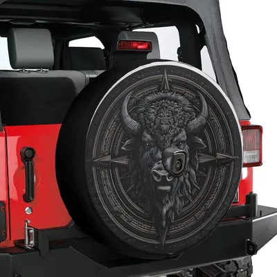 Spare Tire Cover Black Buffalo Gift For Off-Road Lover Animal America Spare Tire Cover