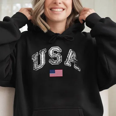Vintage Usa Retro Flag America 4th Of July Hoodie Women'S Men'S Hoodie