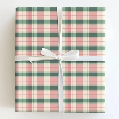 Peony Plaid - Gift Wrap for Christmas, Holidays Wrapping Paper, Christmas Wrapping Paper