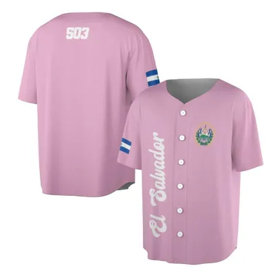 El Salvador Flag Baseball Jersey, Custom Name Style, Pink Aesthetic, Area Code 503, Central America Heritage Baseball Jersey