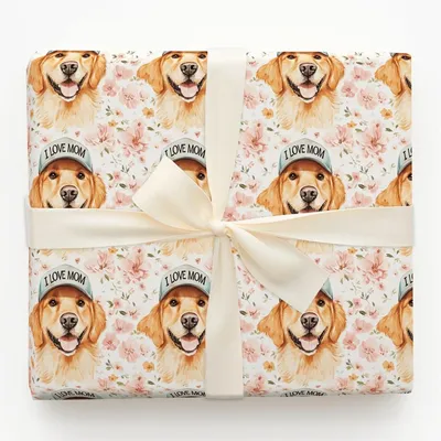 Mom's Favorite Golden Retriever - Gift Wrap for Christmas, Holidays Wrapping Paper, Christmas Wrapping Paper