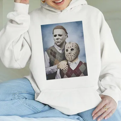 Halloween Vintage Hoodie Jason Voorhees Michael Myers Hoodie Horror Movie Hoodie Unisex Funny Halloween Hoodie