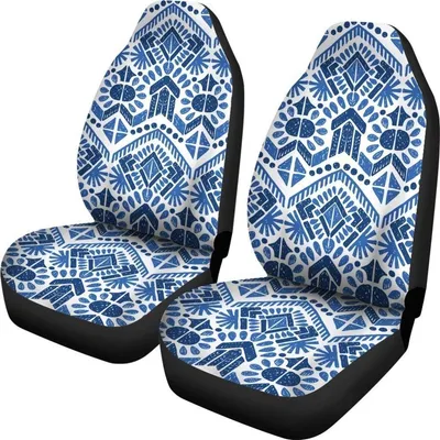 Blue And White Aztec Pattern Print Universal Fit Car Seat Covers
