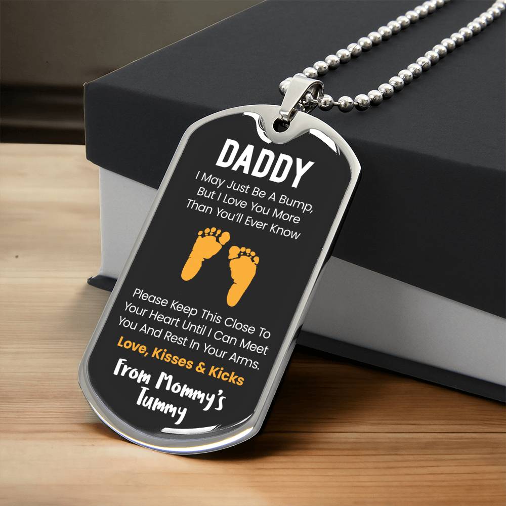 New Daddy Dog Tag Pendant- I Can't Wait To Meet You - Army Tag Necklace, Dog Tag