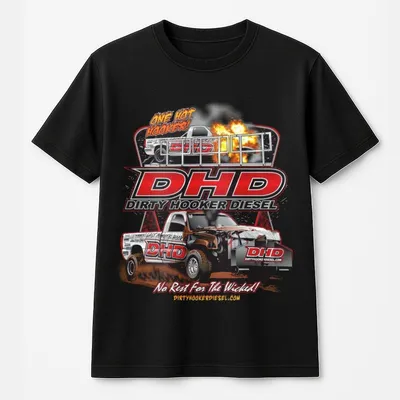 Dirty Hooker Diesel T-Shirt & T-Shirt – 2 Sided Hot Rod Car Graphic, Unisex Streetwear For Truck Fans, Bold Racing Apparel